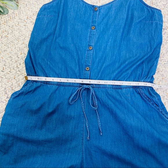 Old Navy chambray tie waist button up romper large - Picture 7 of 10